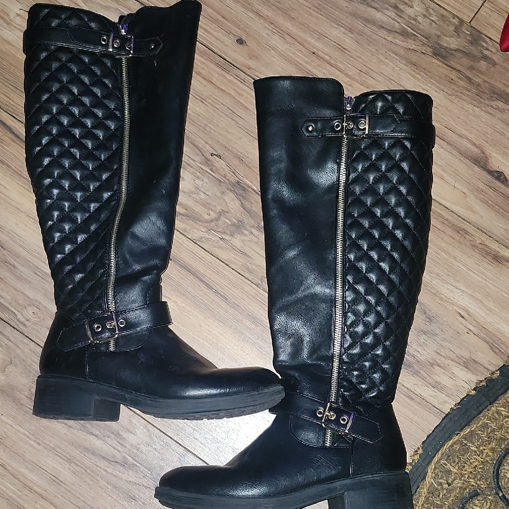 Dream Pairs Black Quilted Over-the-Knee Boots